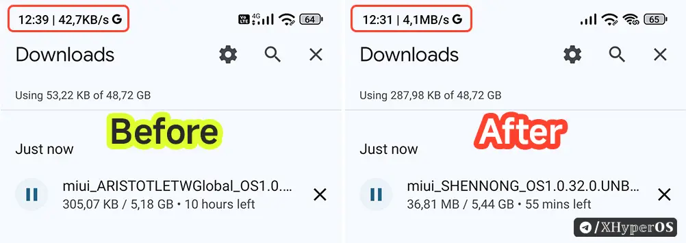 How to Boost Your MIUI or HyperOS ROM Download Speed 3 Before and After Xiaomi ROM Speed