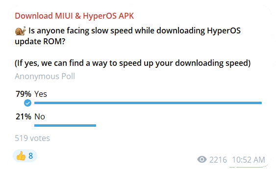 How to Boost Your MIUI or HyperOS ROM Download Speed 2 Poll Xiaomi Server Speed on XHyperOS Telegram Channel